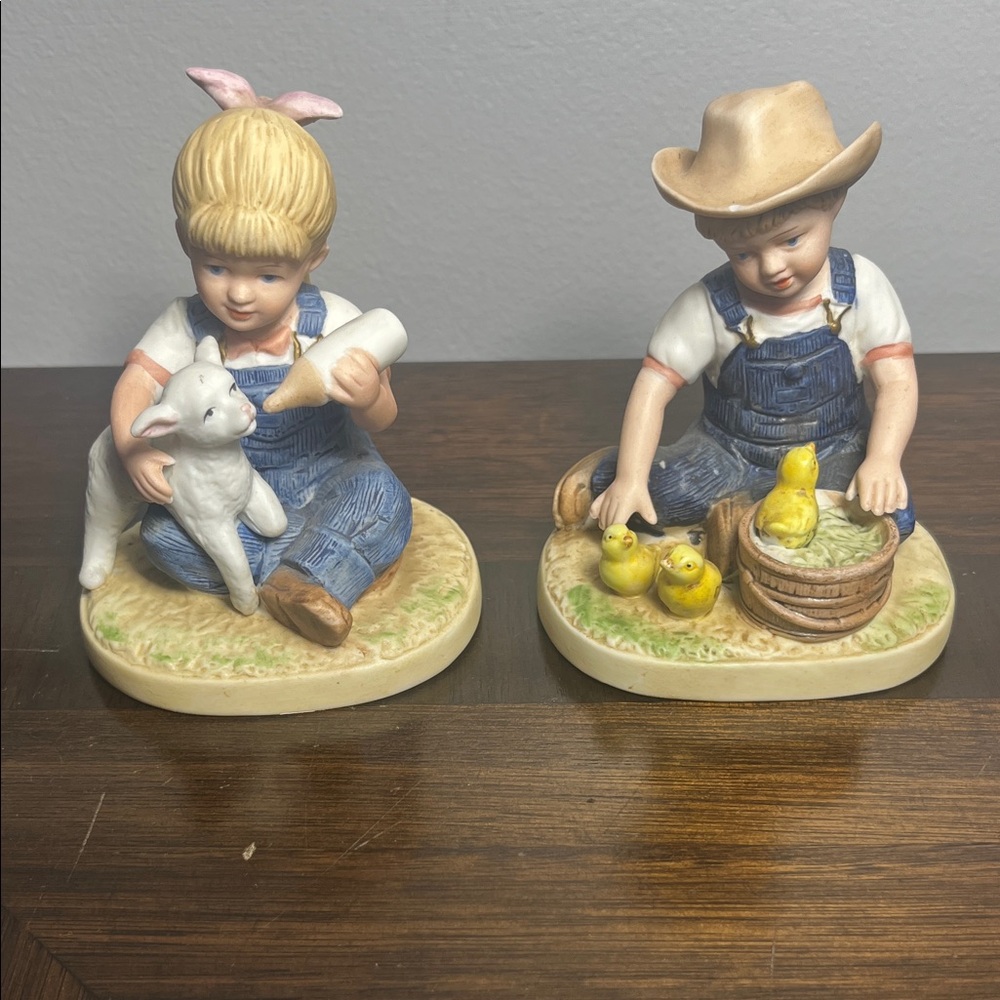 Vintage HOMCO Denim Days #1500 1985 set of 2 Home Interiors decor #6